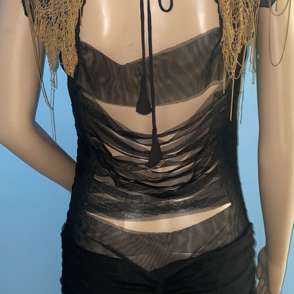 Cecelia De Bucourt Shirred Black Mesh Gown-NOS - Picture 3 of 9